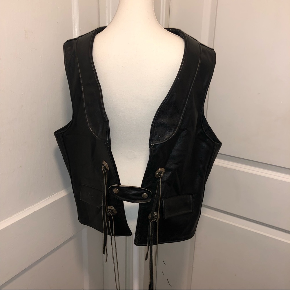 Branded garments inc mens motorcycle leather vest size large
